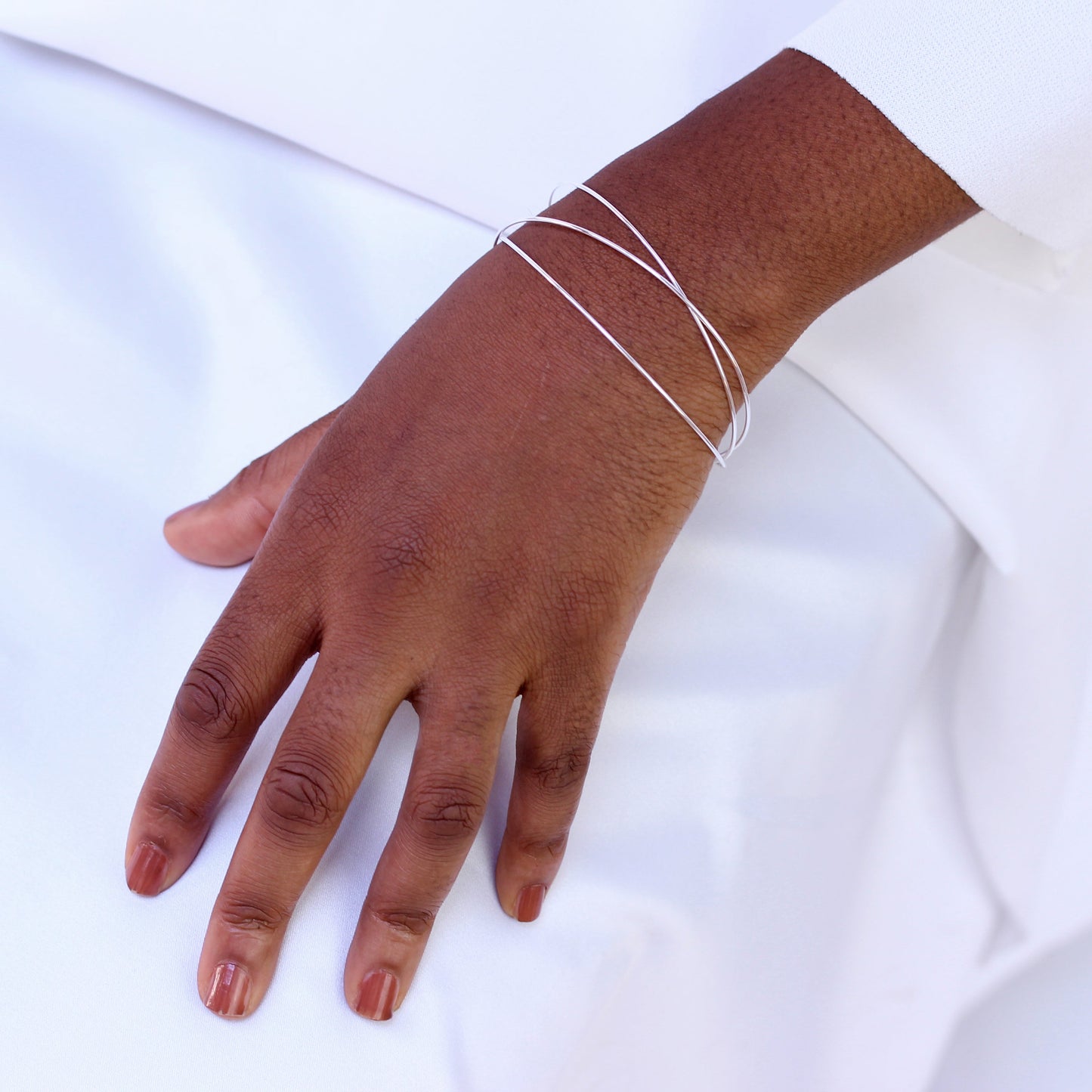 Bracelet triple jonc en argent sterling