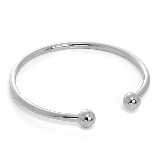 Bracelet jonc creux en argent sterling avec motif Maiden Torque