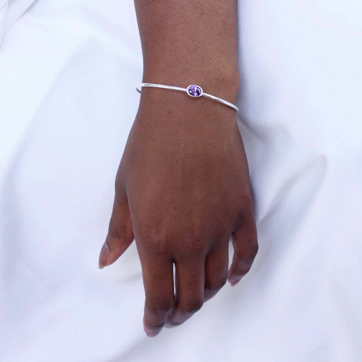 Bracelet Maiden en argent sterling avec cristal CZ améthyste