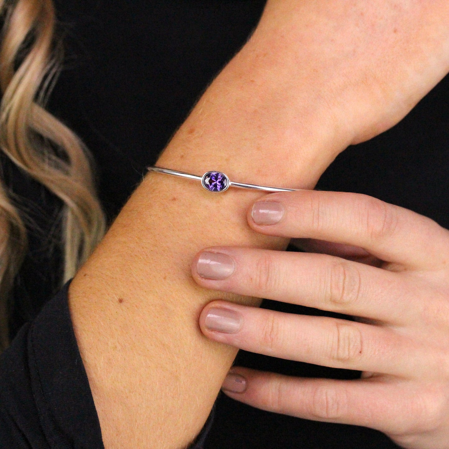 Bracelet Maiden en argent sterling avec cristal CZ améthyste