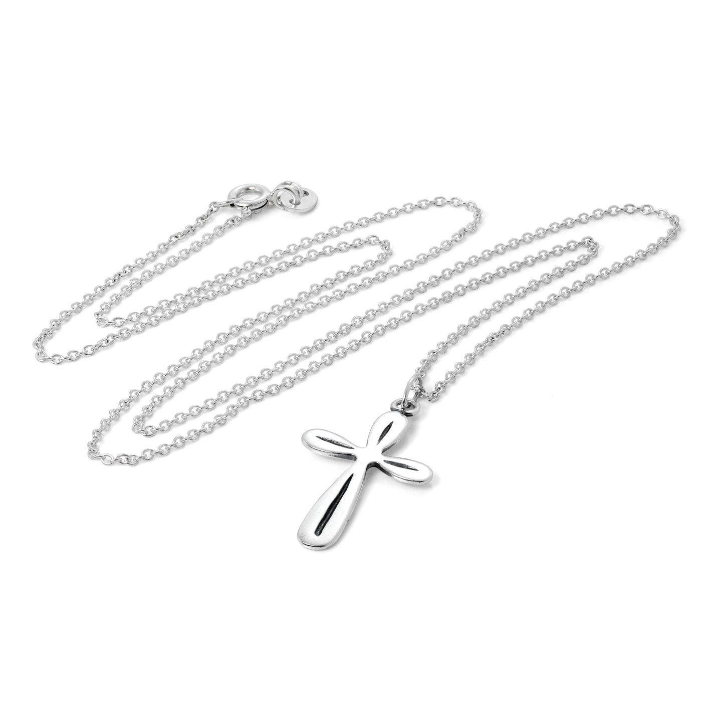 Collier avec pendentif croix arrondie en argent sterling de 40 à 55 cm