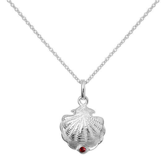 Collier en argent sterling avec coquille d'huître et pierre de naissance en cristal CZ Siam
