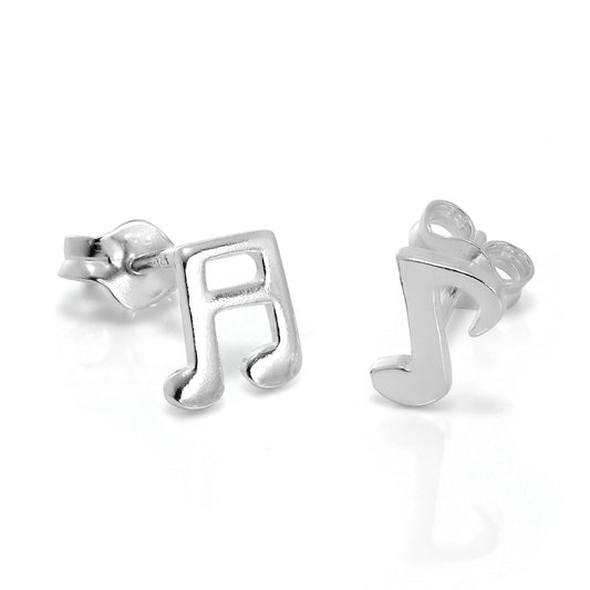 Boucles d'oreilles à tige en argent sterling avec notes de musique