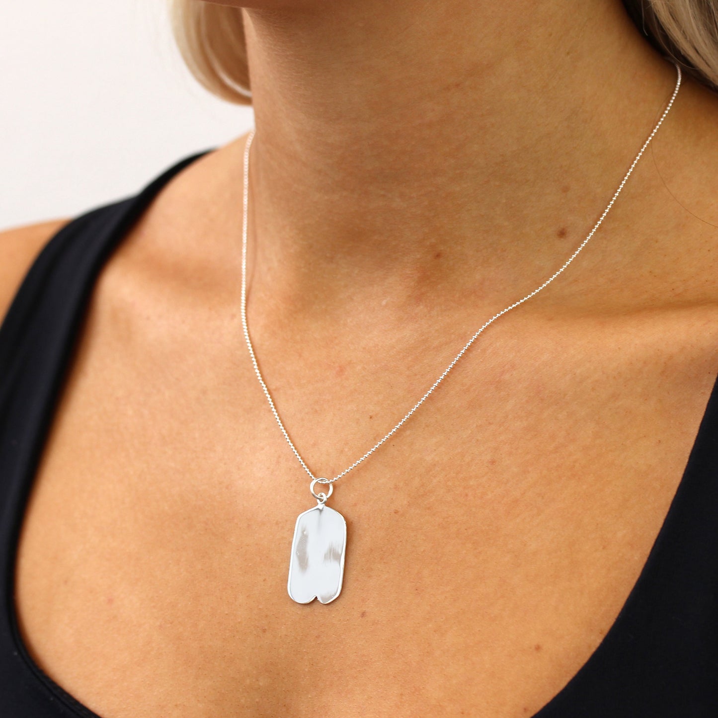 Grand pendentif gravable en argent sterling avec fossette