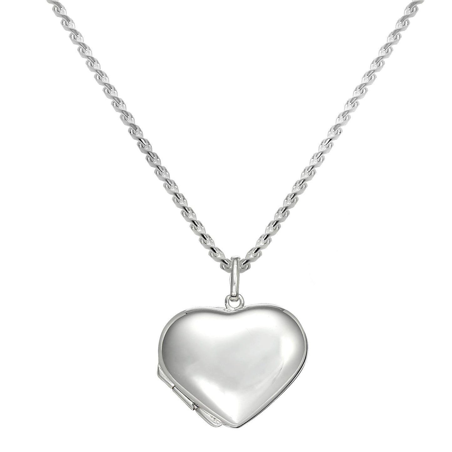 Grand collier pendentif médaillon en argent sterling en forme de cœur gonflé de 40 à 55 cm