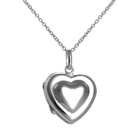 Collier médaillon double cœur en argent sterling sur chaîne