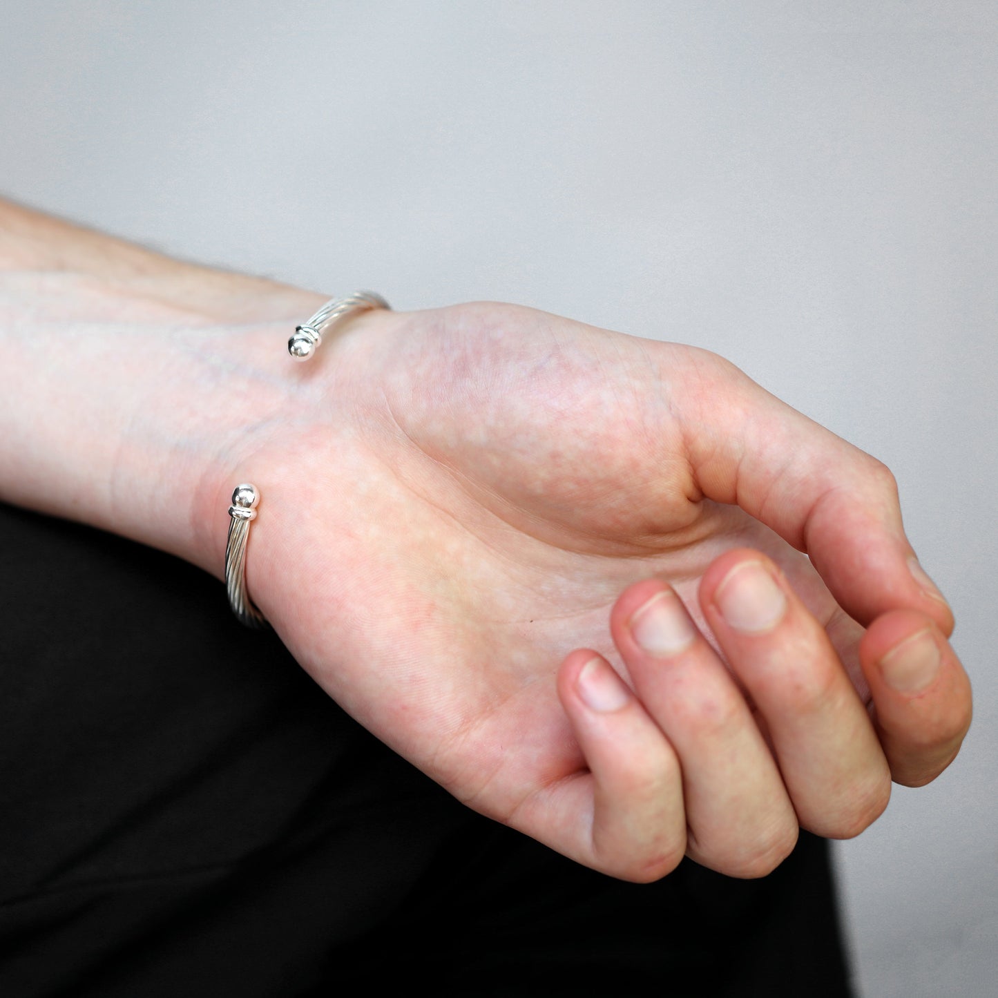Bracelet jonc torsadé en argent sterling pour homme