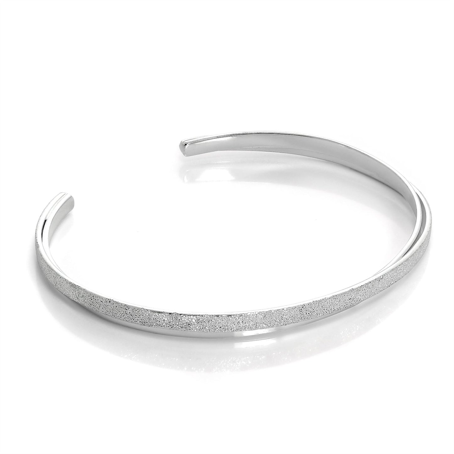 Bracelet jonc double bande en argent sterling givré pour femme
