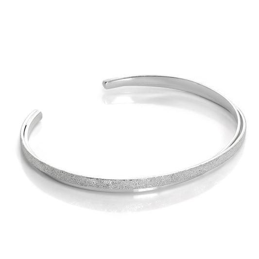 Bracelet jonc double bande en argent sterling givré pour femme