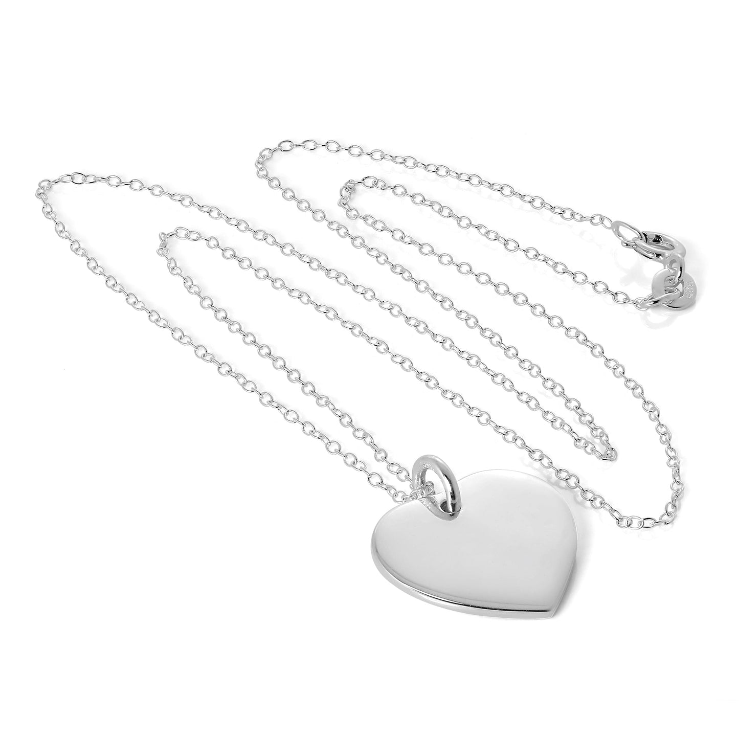 Pendentif cœur gravable en argent sterling sur chaîne de 45 cm