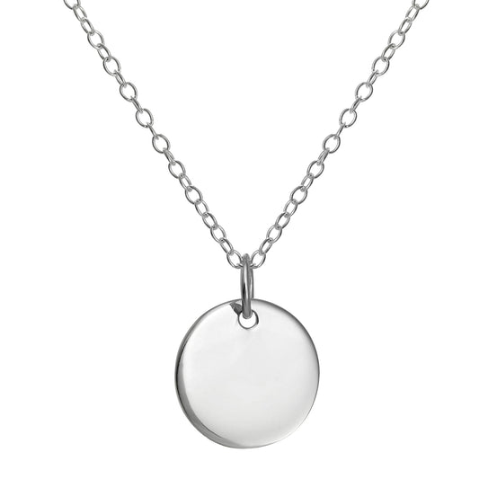 Collier pendentif rond en argent sterling gravable de 35 à 55 cm
