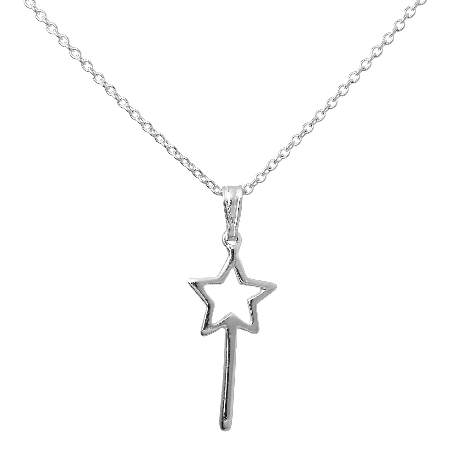 Collier pendentif baguette magique en argent sterling