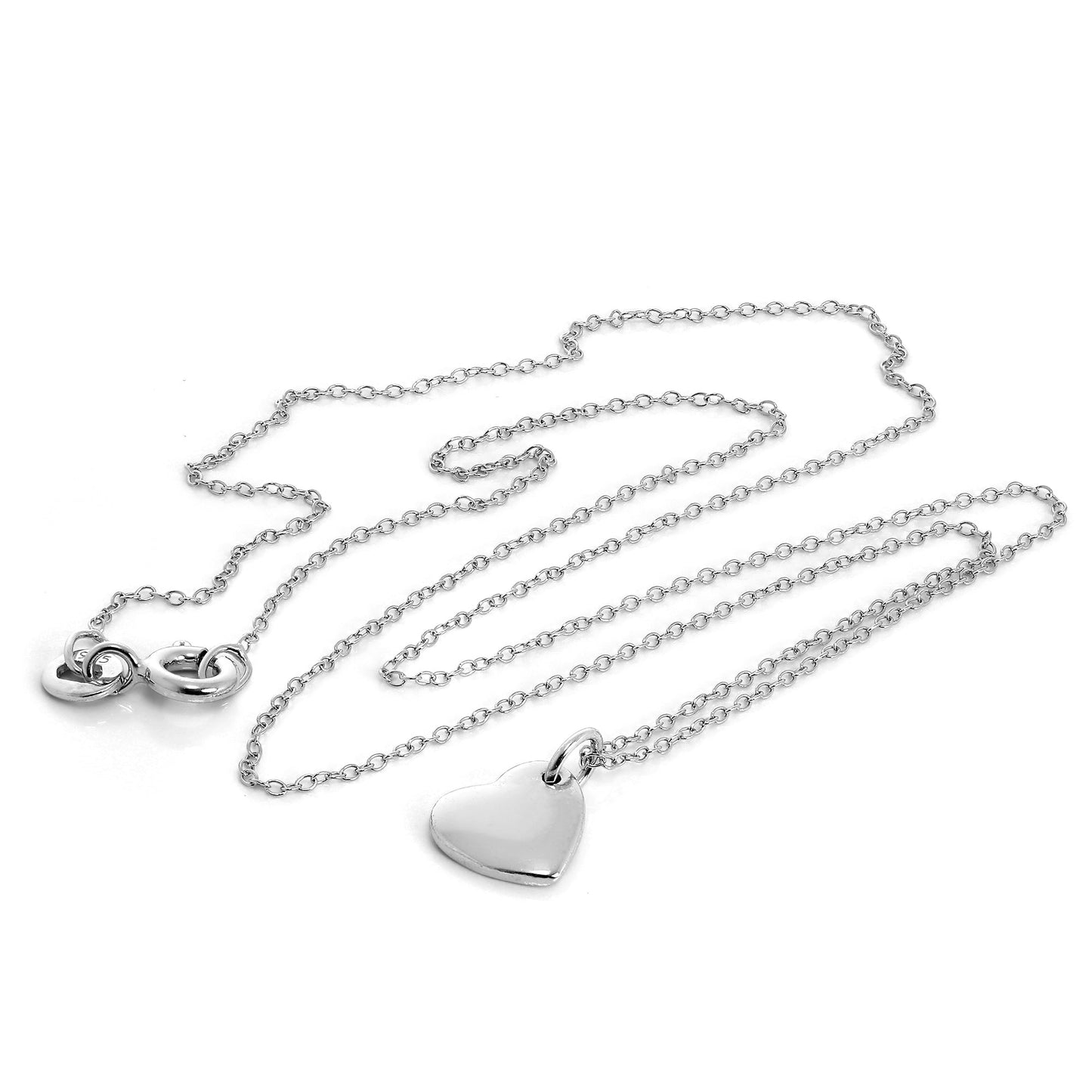 Collier en argent sterling avec chaîne Belcher gravée en forme de cœur de 45 cm