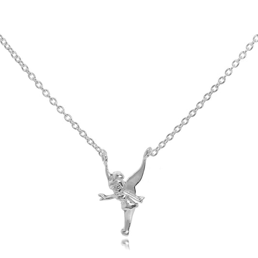 Collier Fée Clochette en argent sterling sur chaîne de 45 cm