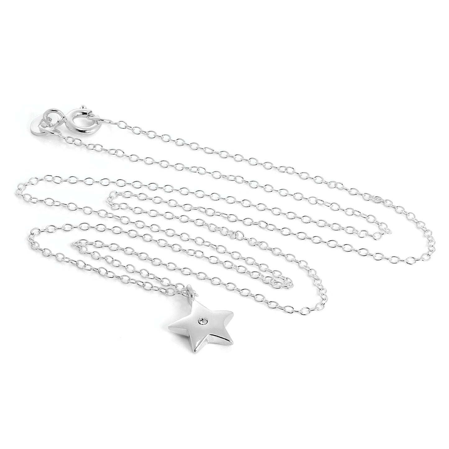 Collier avec pendentif étoile en argent sterling et cristal CZ sur chaîne de 45 cm