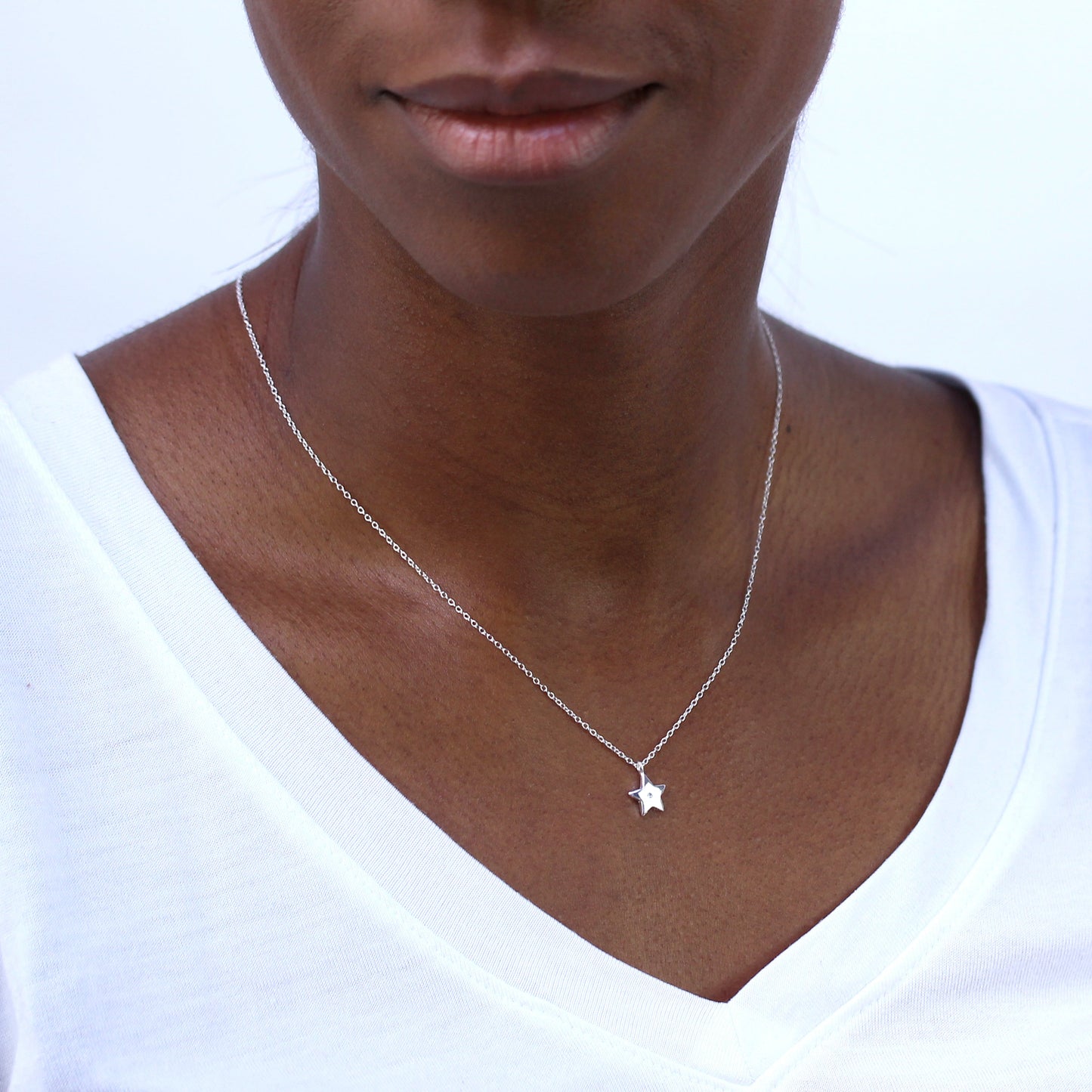 Collier avec pendentif étoile en argent sterling et cristal CZ sur chaîne de 45 cm