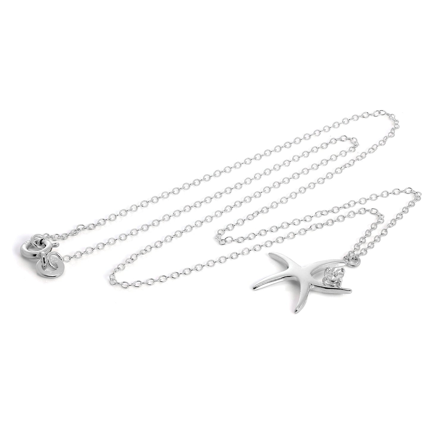 Collier pendentif étoile de mer en argent sterling avec cristal CZ sur chaîne de 40 cm