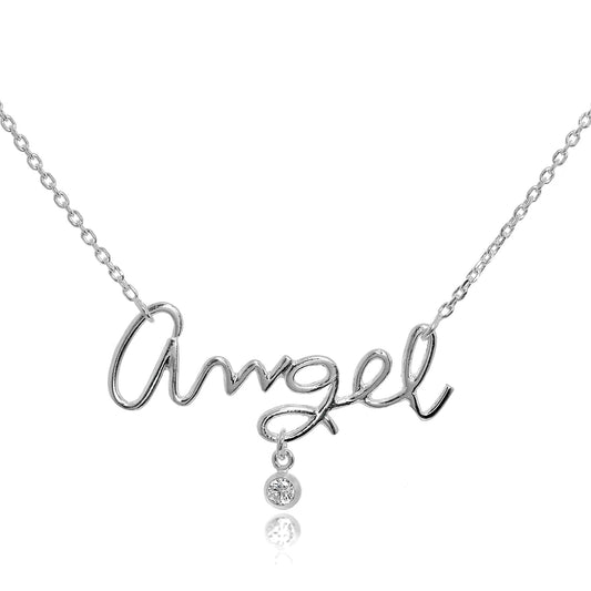 Collier ange en argent sterling et cristal CZ sur chaîne de 45 cm