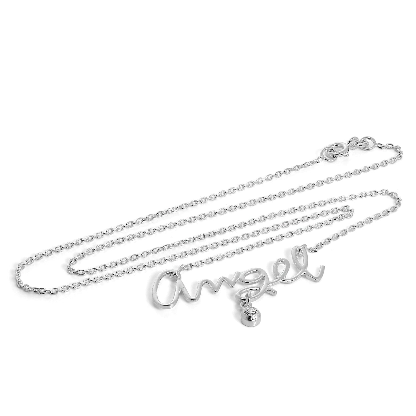 Collier ange en argent sterling et cristal CZ sur chaîne de 45 cm