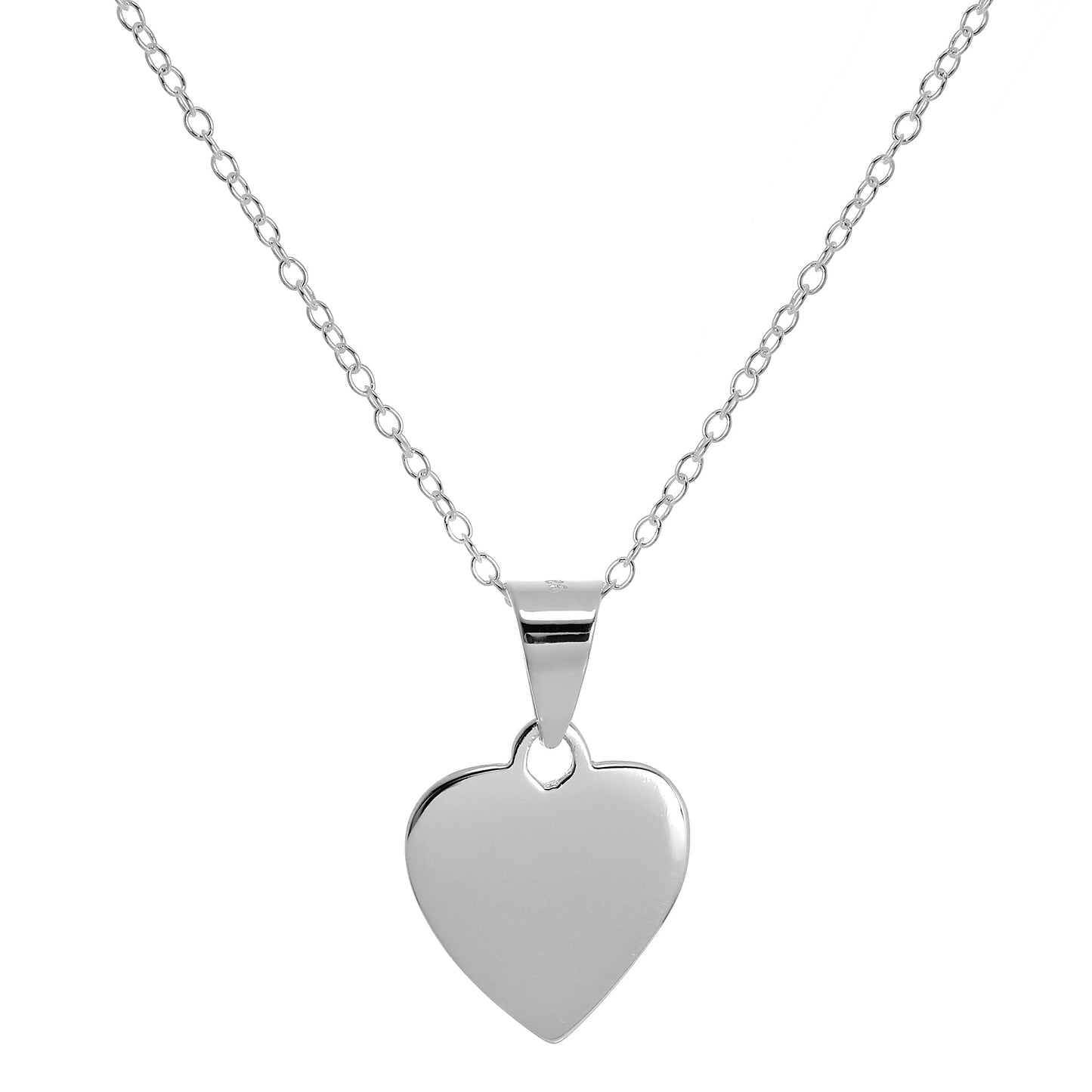 Petit collier cœur gravable en argent sterling sur chaîne de 45 cm