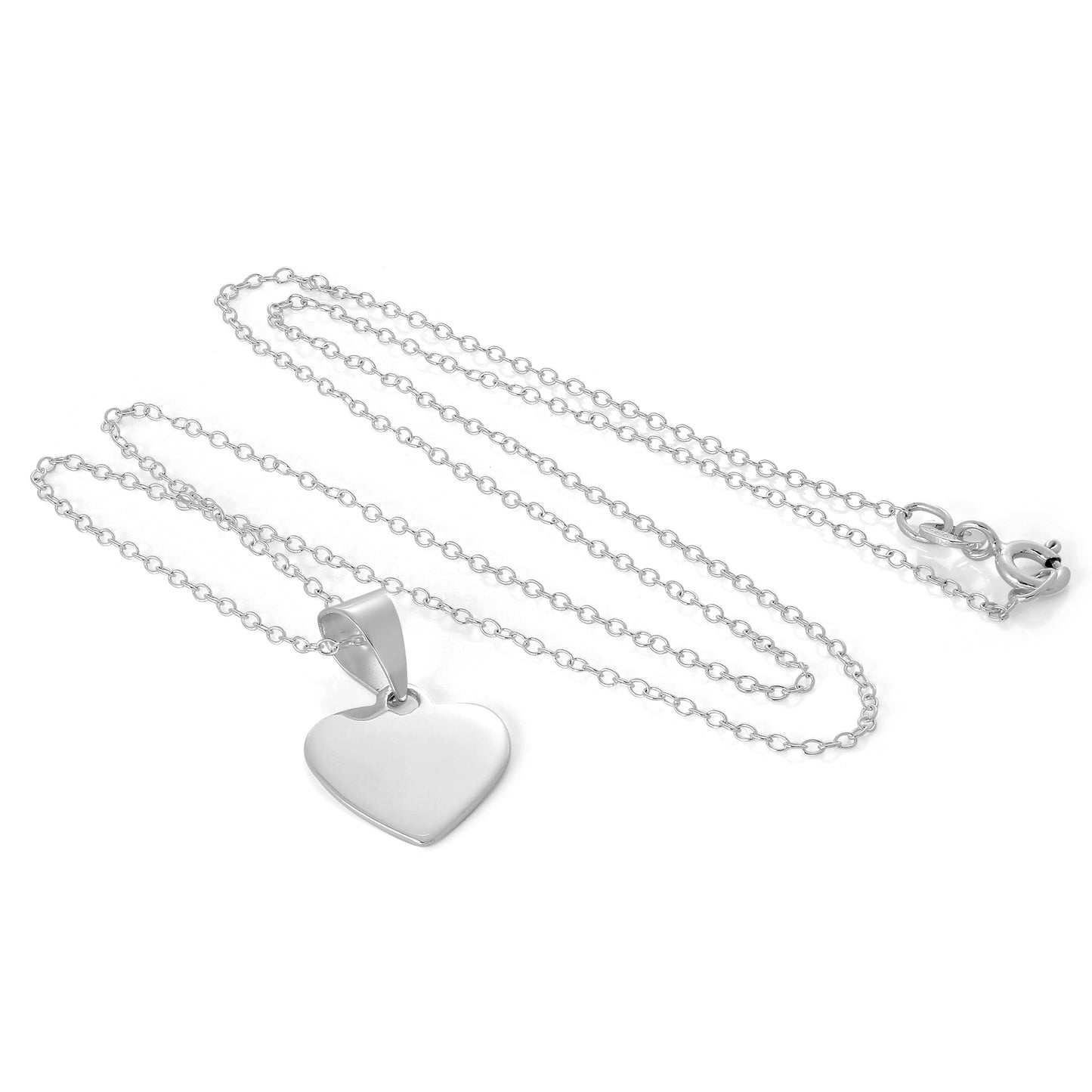 Petit collier cœur gravable en argent sterling sur chaîne de 45 cm