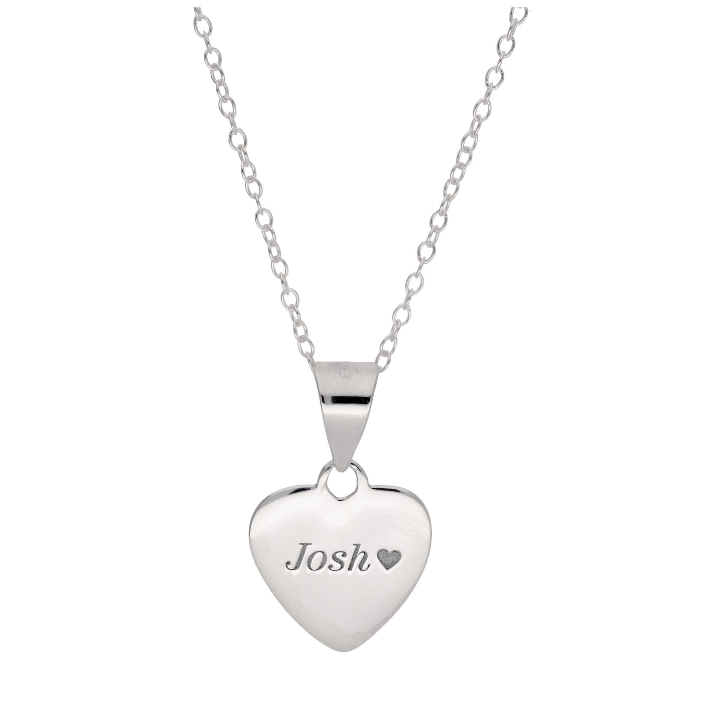 Petit collier cœur gravable en argent sterling sur chaîne de 45 cm