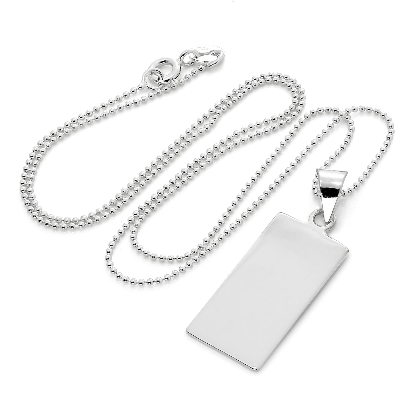 Collier pendentif rectangulaire en argent sterling gravable