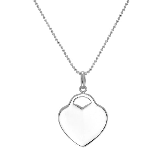 Grand collier pendentif en forme de cœur en argent sterling gravable