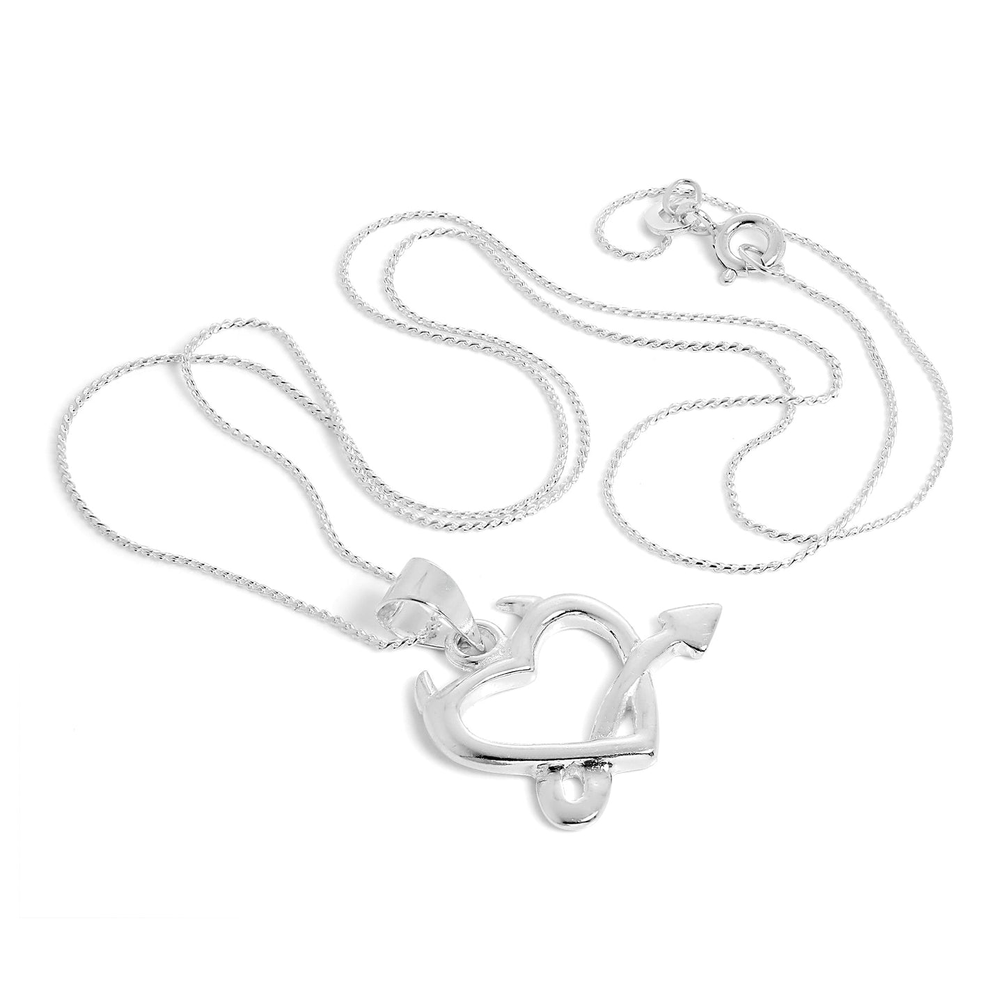 Grand collier pendentif cœur du diable en argent sterling de 40 à 55 cm