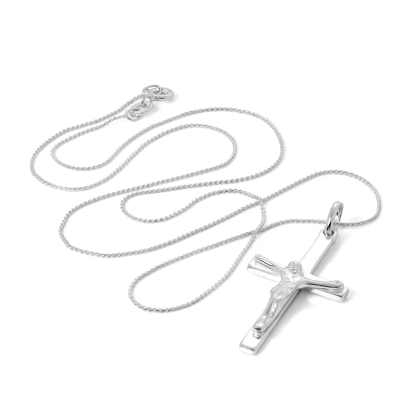 Collier avec pendentif en forme de croix crucifix en argent sterling massif de 40 à 55 cm