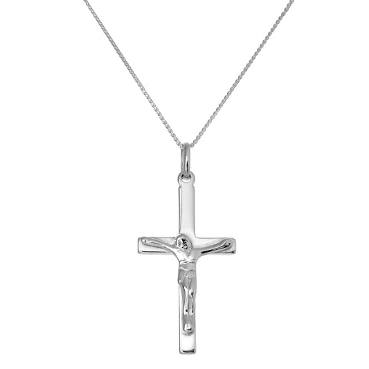 Collier avec pendentif en forme de croix crucifix en argent sterling massif de 40 à 55 cm