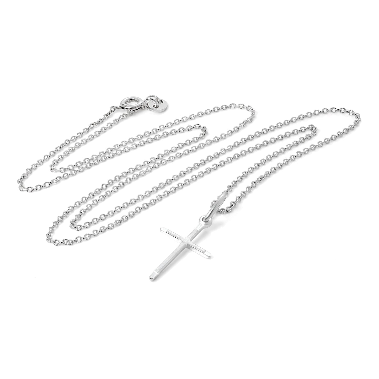 Collier avec pendentif croix en argent sterling mat et poli, 40 à 55 cm