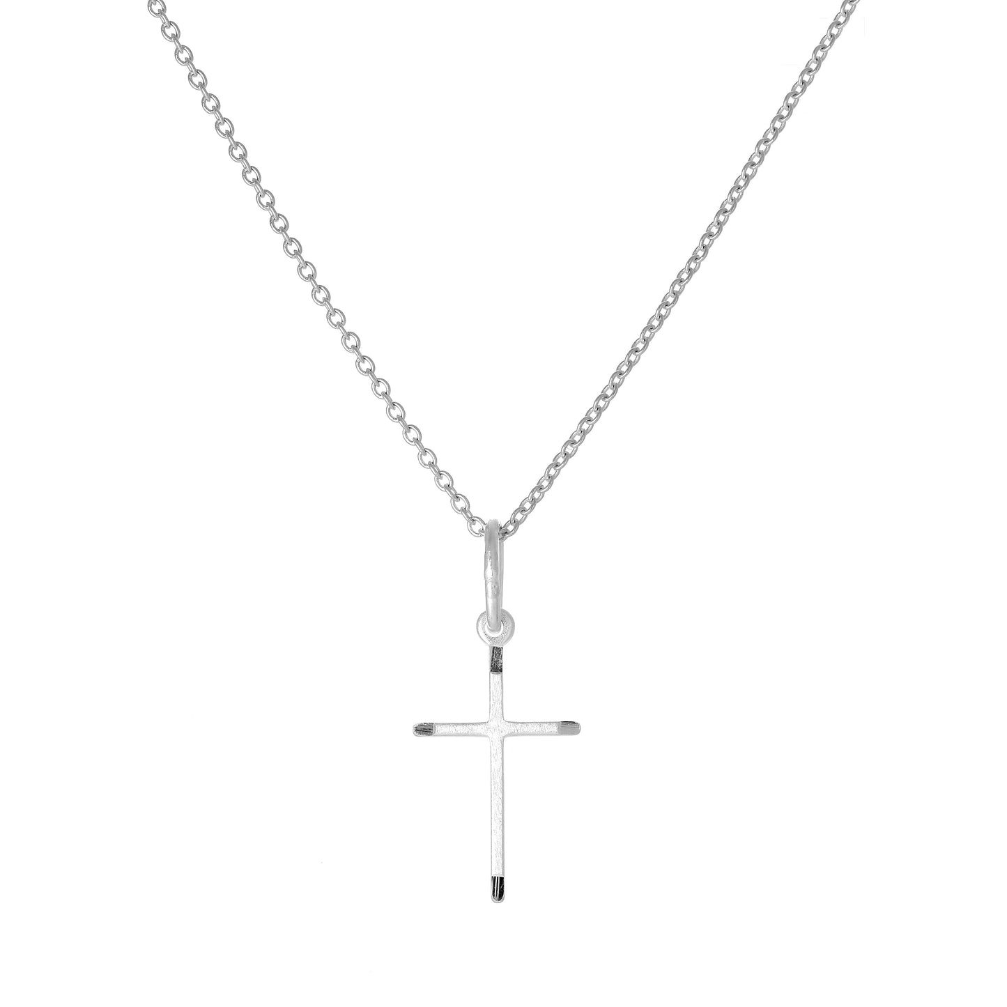 Collier avec pendentif croix en argent sterling mat et poli, 40 à 55 cm