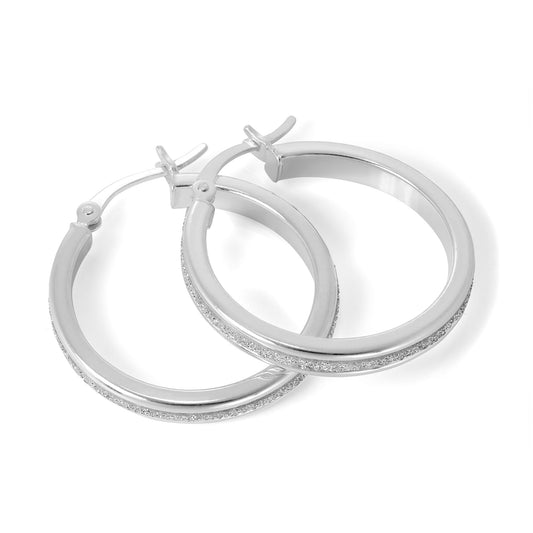 Boucles d'oreilles créoles en argent sterling givré de 25 mm