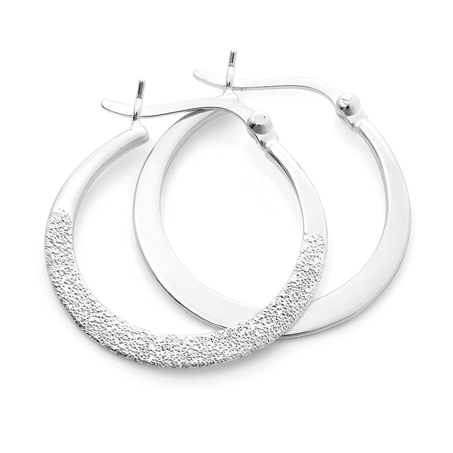 Boucles d'oreilles créoles en argent sterling givré de 22 mm