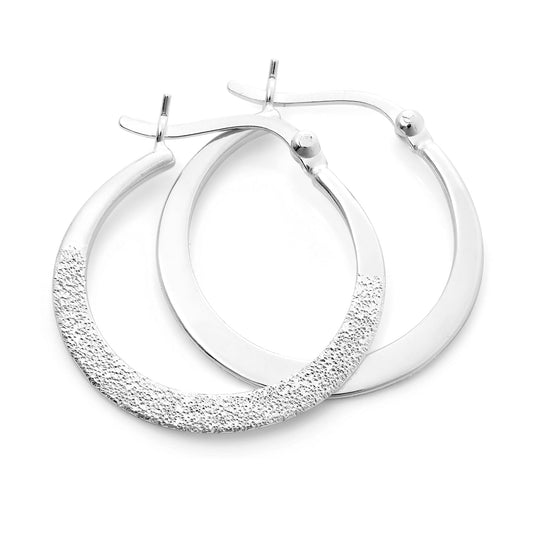 Boucles d'oreilles créoles en argent sterling givré de 22 mm