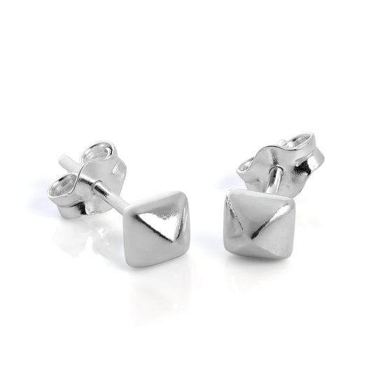 Boucles d'oreilles à tige en argent sterling en forme de pyramide carrée