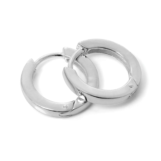 Boucles d'oreilles Huggie en argent sterling massif, tube carré uni de 16 mm