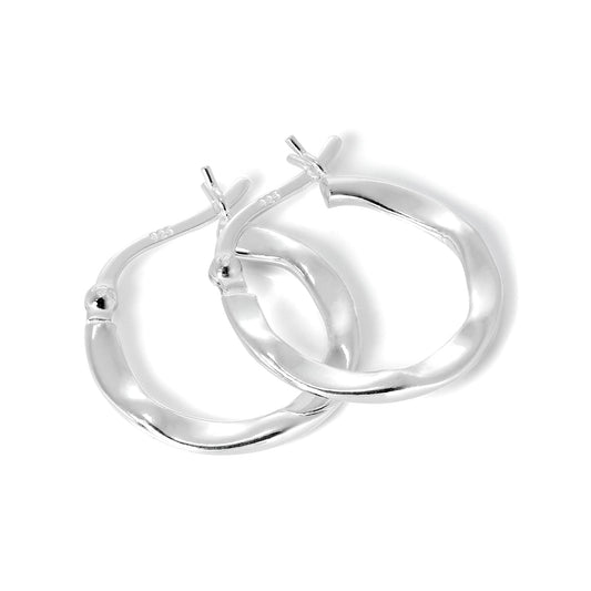 Boucles d'oreilles créoles aplaties en argent sterling de 17 mm