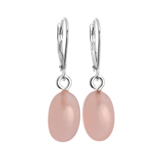 Boucles d'oreilles à levier en argent sterling et quartz rose