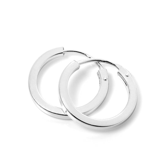 Boucles d'oreilles créoles carrées en argent sterling de 14 mm