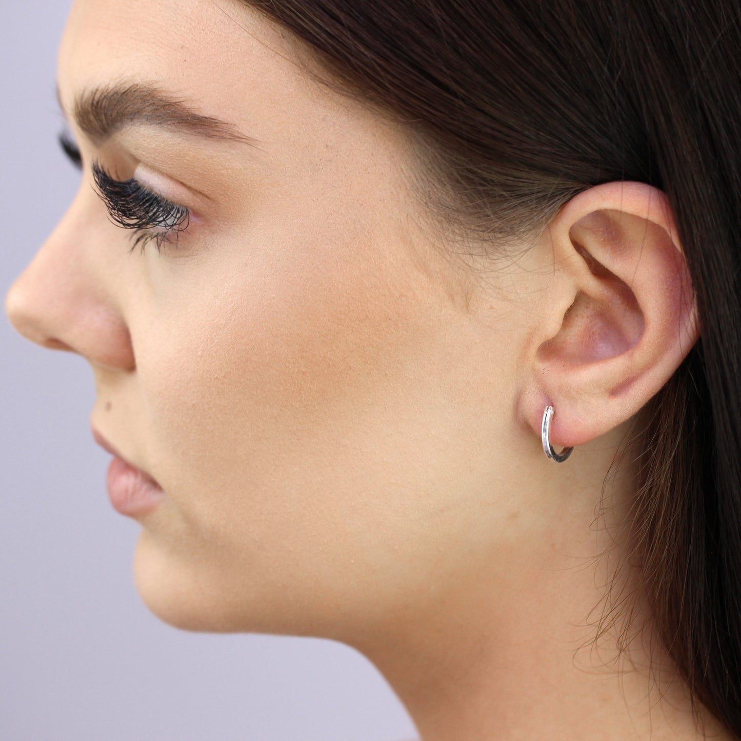 Boucles d'oreilles créoles carrées en argent sterling de 14 mm