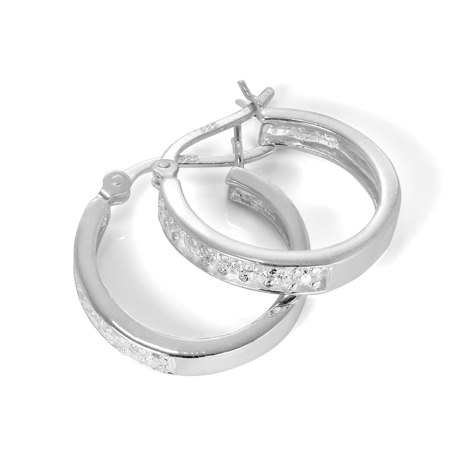 Boucles d'oreilles créoles 18 mm en argent sterling et cristal CZ