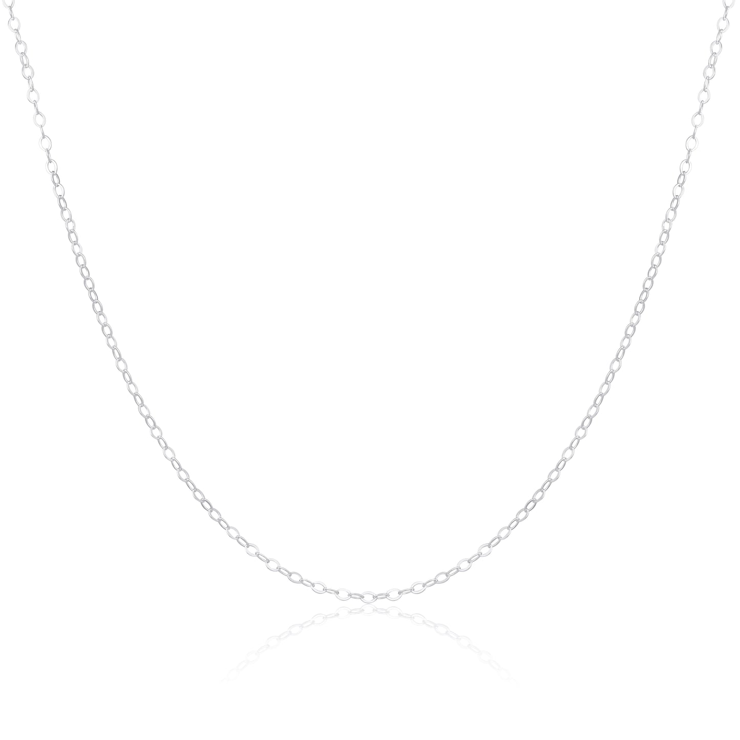 Collier chaîne à maillons plats en argent sterling clair de 40 à 55 cm