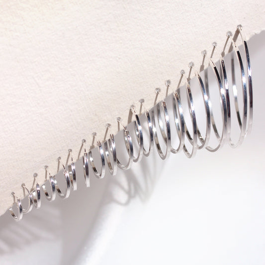 Boucles d'oreilles créoles carrées en argent sterling de 1 mm (10 mm à 40 mm)