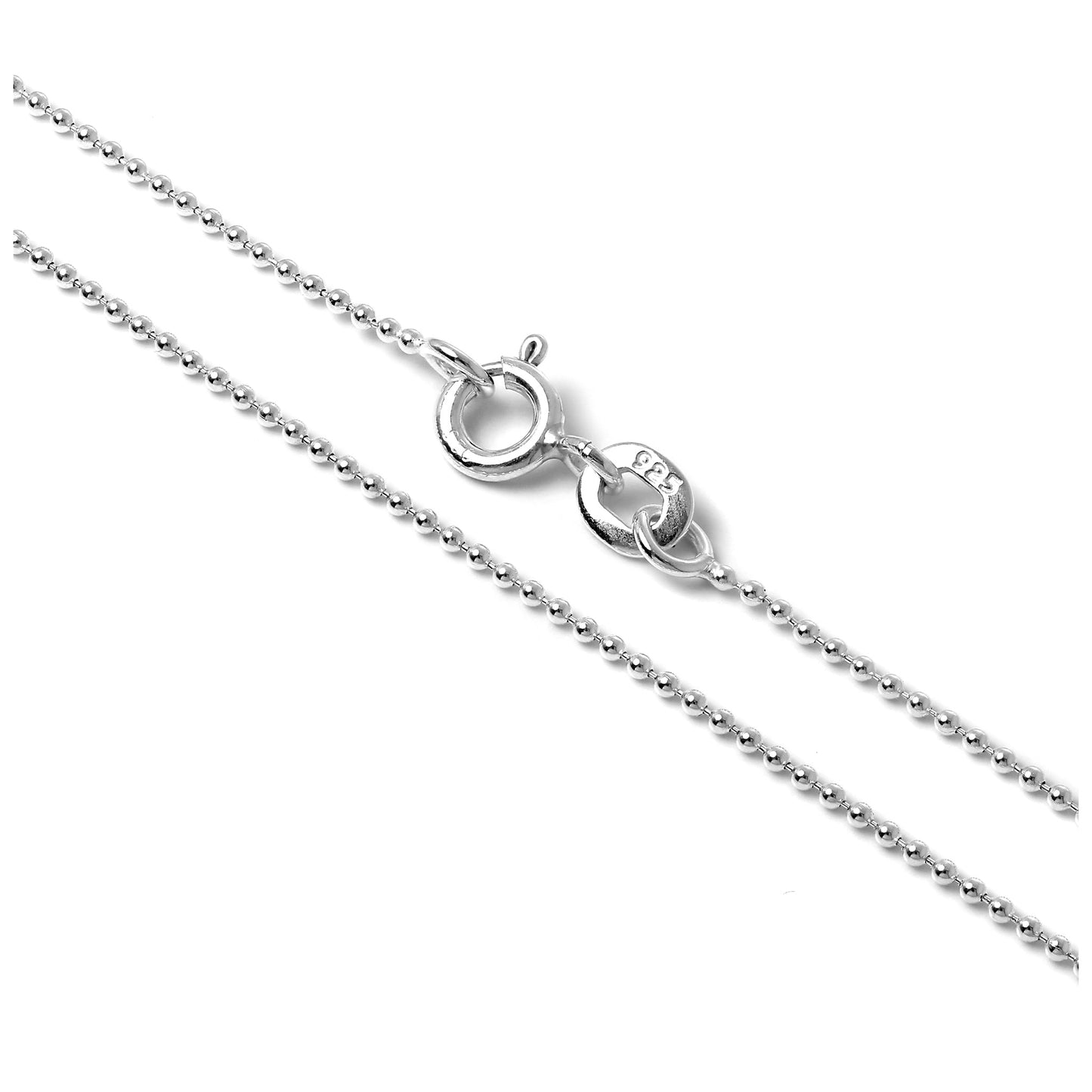 Chaîne à billes en argent sterling de 1 mm, 14 à 22 pouces