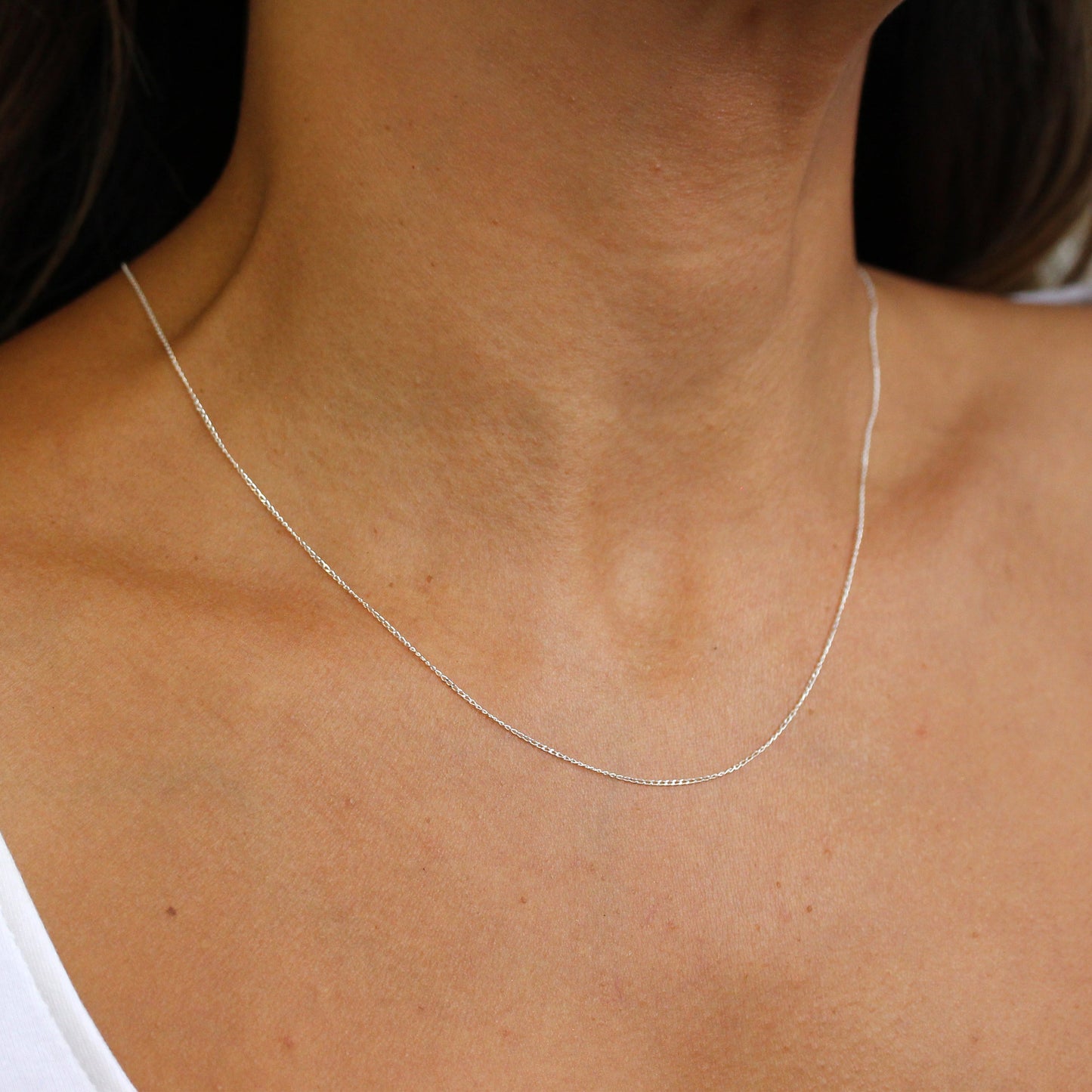 Chaîne gourmette allongée en argent sterling taille diamant de 14 à 22 pouces