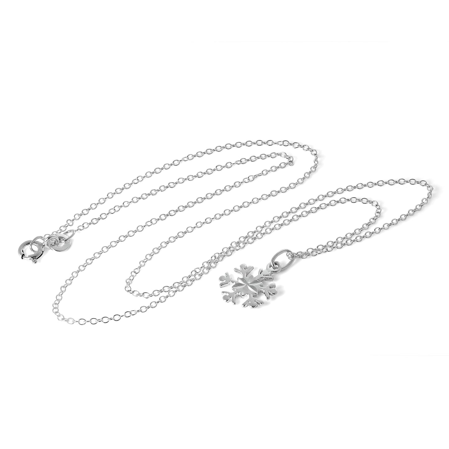 Collier flocon de neige en argent sterling de 45 cm, taille diamant