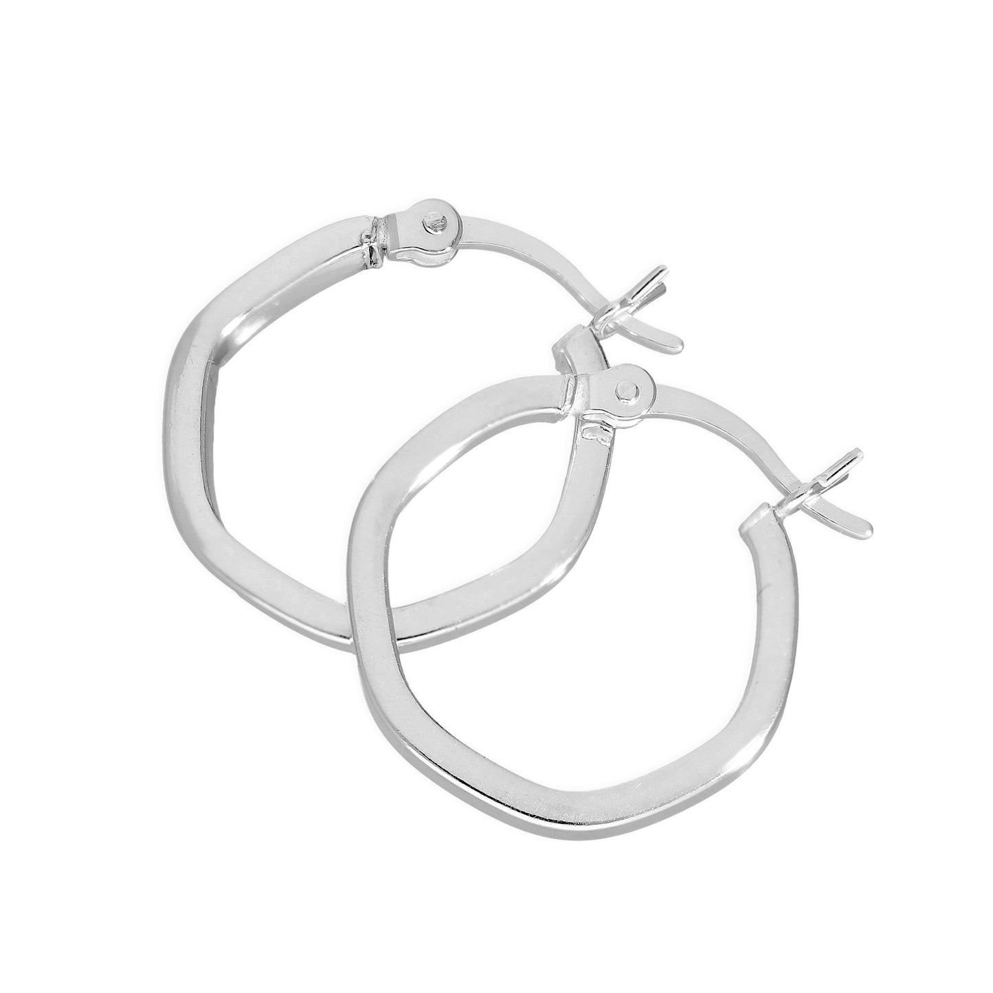 Boucles d'oreilles créoles hexagonales en argent sterling