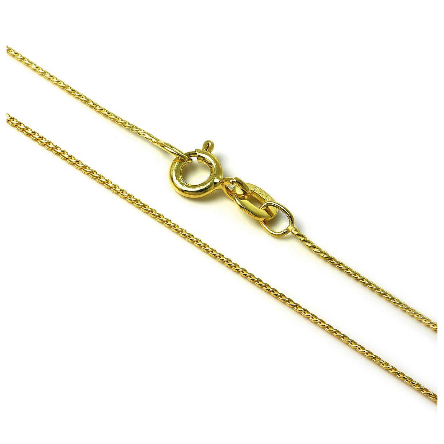 Chaîne queue de renard en argent sterling plaqué or de 14 à 22 pouces